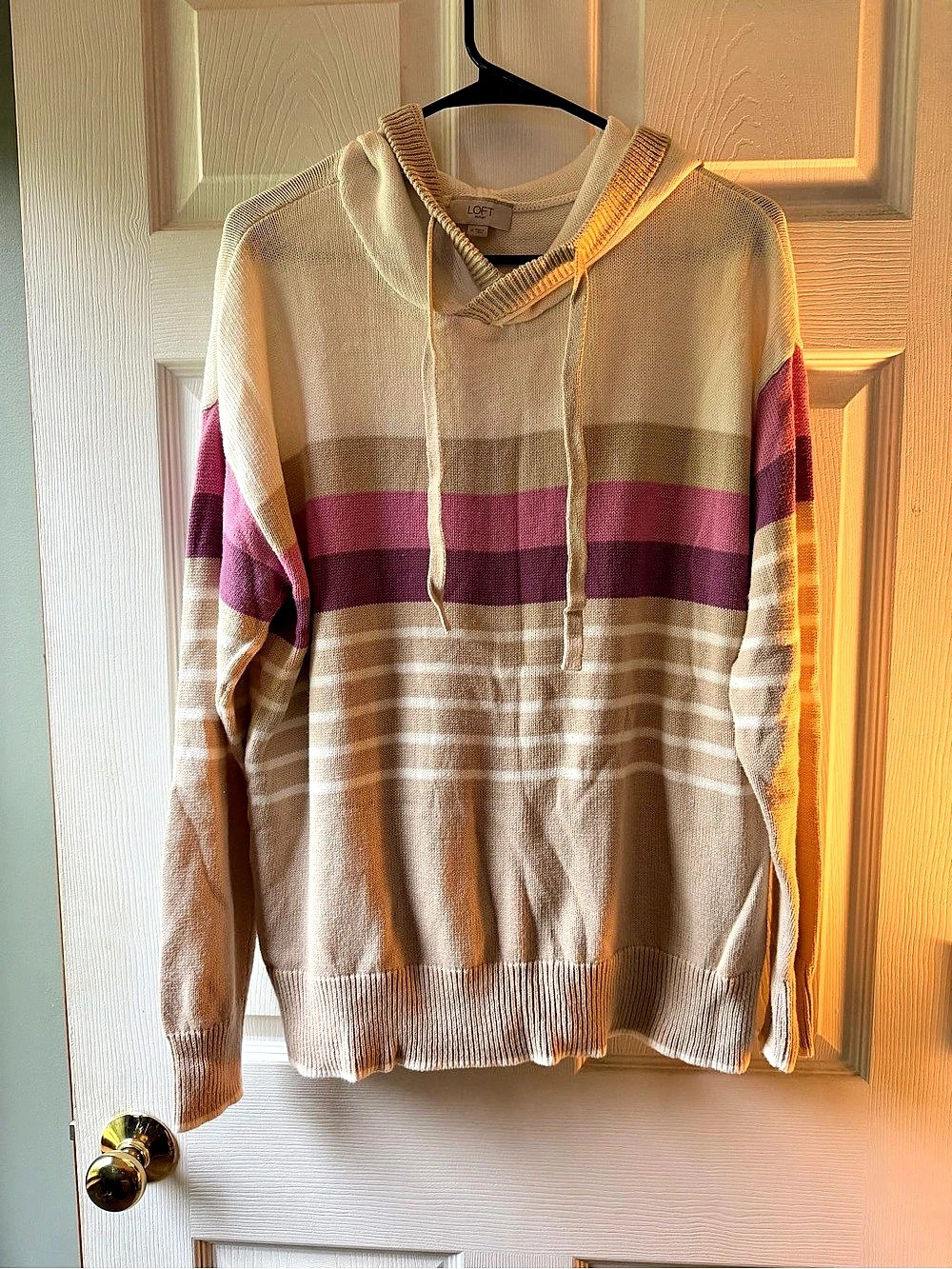 LOFT Striped Cowl Neck Sweater Size Medium